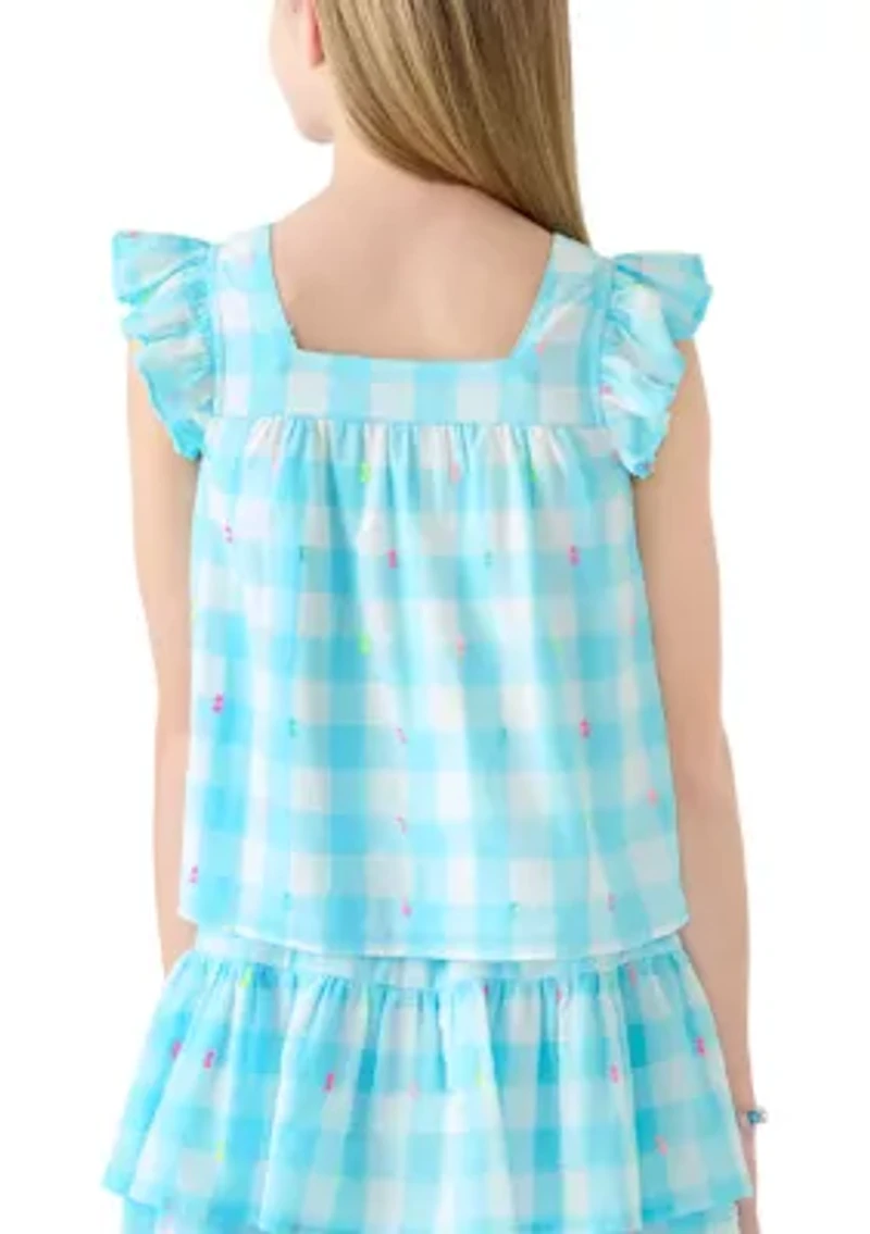 Girls 7-16 Square Neck Flutter Top