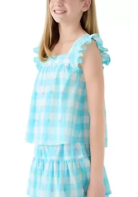 Girls 7-16 Square Neck Flutter Top