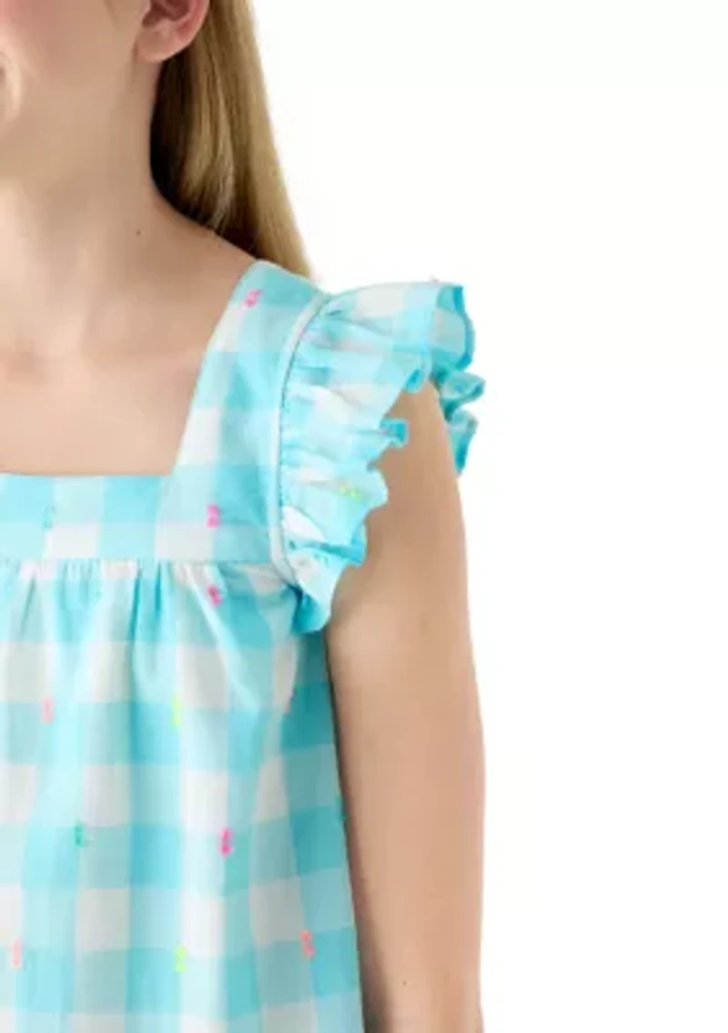 Girls 7-16 Square Neck Flutter Top
