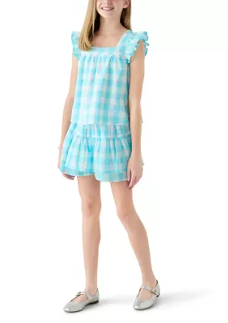 Girls 7-16 Square Neck Flutter Top