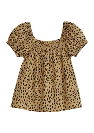 Girls 7-16 Puff Sleeve Printed Top