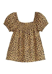 Girls 7-16 Puff Sleeve Printed Top