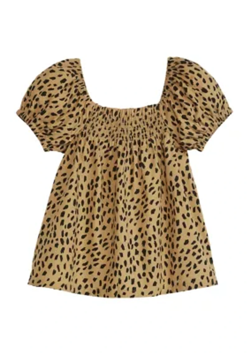 Girls 7-16 Puff Sleeve Printed Top