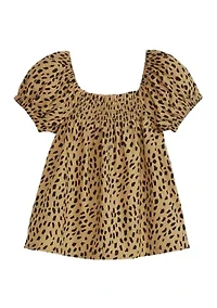 Girls 7-16 Puff Sleeve Printed Top