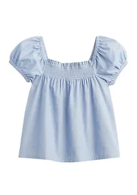Girls 4-6x Puff Sleeve Solid Top