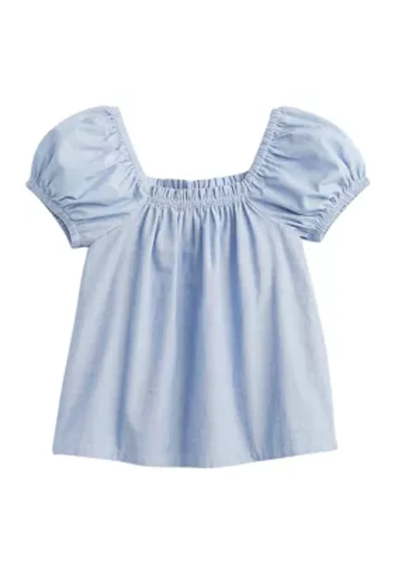 Girls 4-6x Puff Sleeve Solid Top