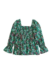 Girls 4-6x Smocked Printed Top