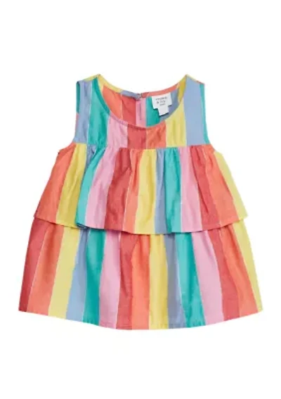Girls 4-6x Layered Woven Striped Tank Top