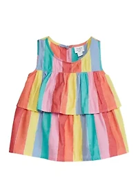Girls 4-6x Layered Woven Striped Tank Top
