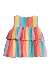 Girls 4-6x Layered Woven Striped Tank Top