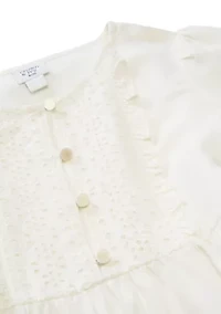 Girls 4-6x Long Sleeve Eyelet Trim Top