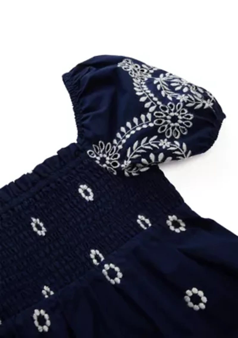 Girls 4-6x Broderie Smocked Dress