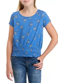 Girls 7-16 Striped Smocked Waist Top