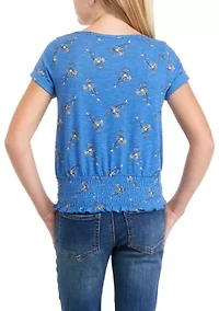 Girls 7-16 Striped Smocked Waist Top