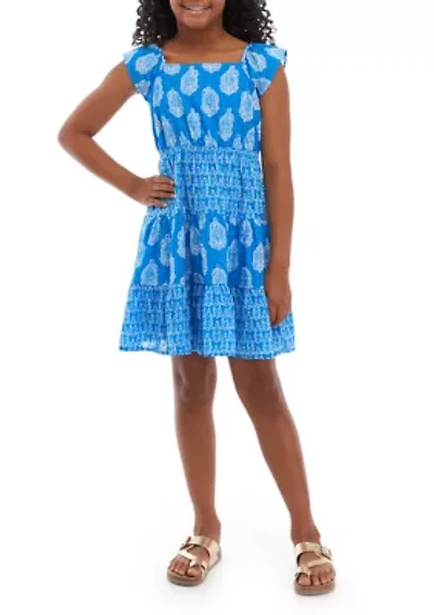 Girls 7-16 Tied Back Tiered Dress
