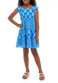 Girls 7-16 Tied Back Tiered Dress