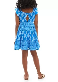 Girls 7-16 Tied Back Tiered Dress