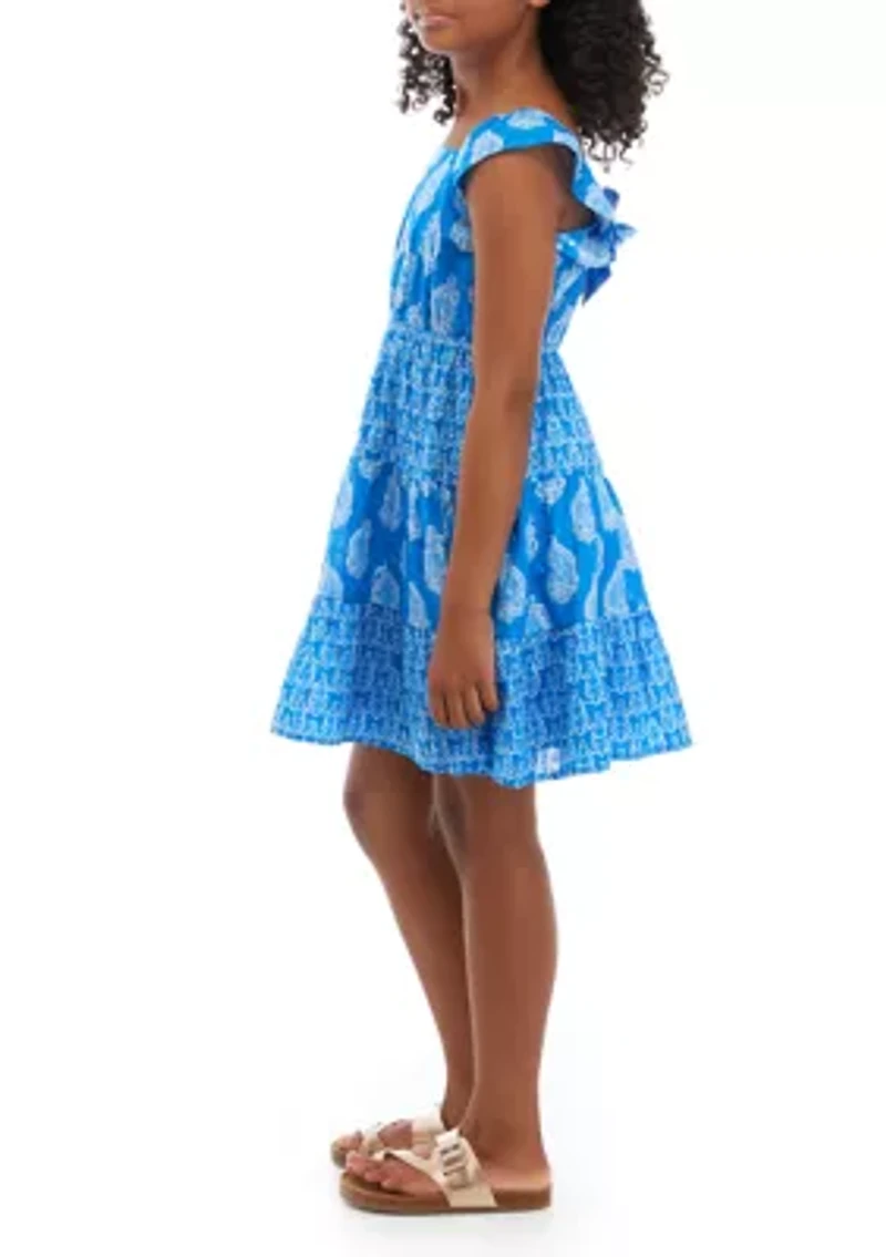 Girls 7-16 Tied Back Tiered Dress