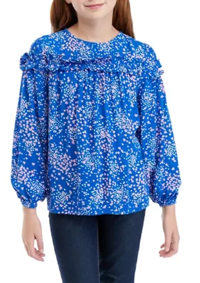 Girls 7-16 Ruffle Printed Blouse