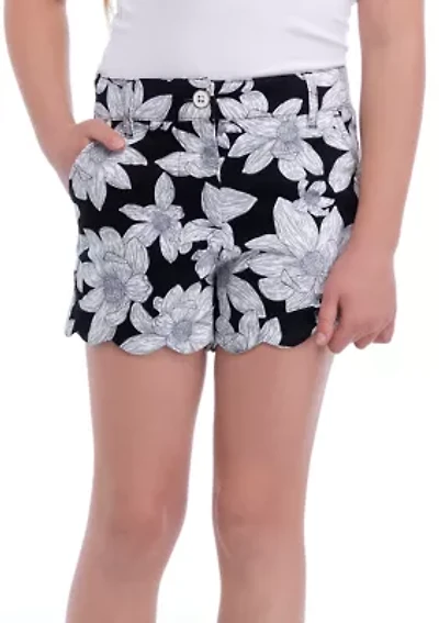 Girls 7-16 Printed Scallop Shorts
