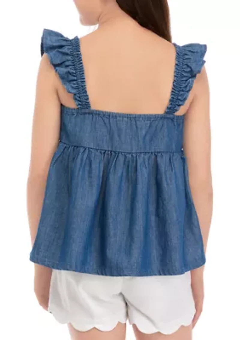 Girls 7-16 Smocked Peplum Tank