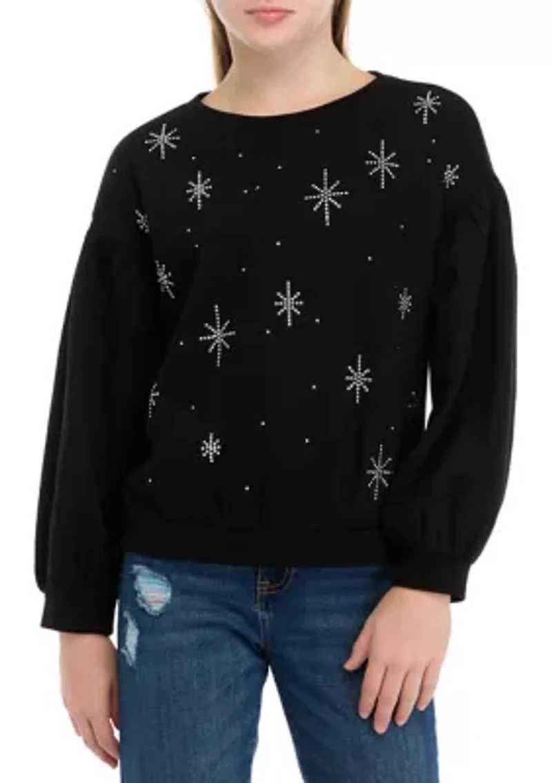 Girls 7-16 Long Puff Sleeve Sweatshirt