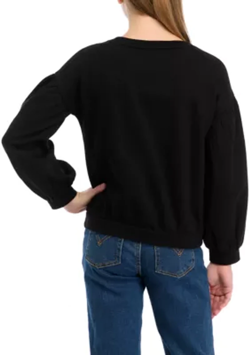 Girls 7-16 Long Puff Sleeve Sweatshirt