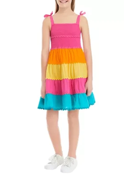 Girls 7-16 Bow Strap Color Blocked Dress
