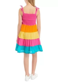 Girls 7-16 Bow Strap Color Blocked Dress