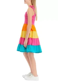 Girls 7-16 Bow Strap Color Blocked Dress
