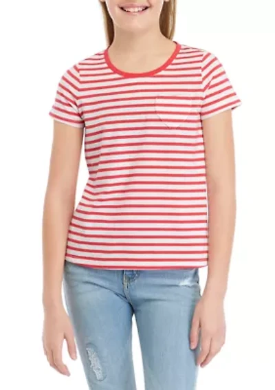 Girls 7-16 Short Sleeve Essential Jersey Yarn Dyed T-Shirt