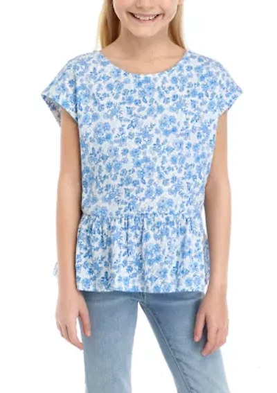 Girls 7-16 Bow Back Printed Top