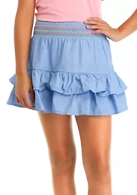 Girls 7-16 End on Woven Ruffle Skirt