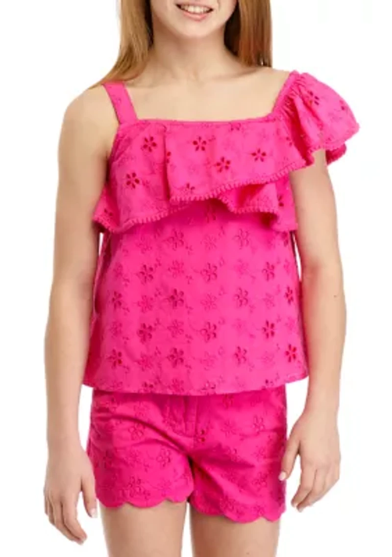 Girls 7-16 Eyelet One Shoulder Top