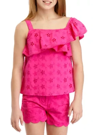 Girls 7-16 Eyelet One Shoulder Top