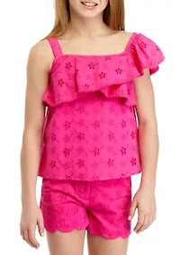 Girls 7-16 Eyelet One Shoulder Top