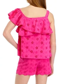 Girls 7-16 Eyelet One Shoulder Top