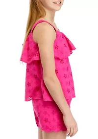 Girls 7-16 Eyelet One Shoulder Top