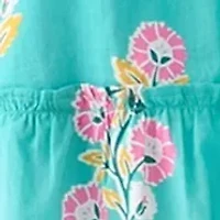 Girls 7-16 Long Sleeve Smocked Printed Dress