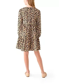 Girls 7-16 Long Sleeve Corduroy Printed Dress