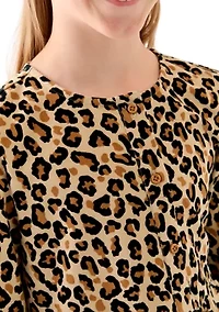 Girls 7-16 Long Sleeve Corduroy Printed Dress