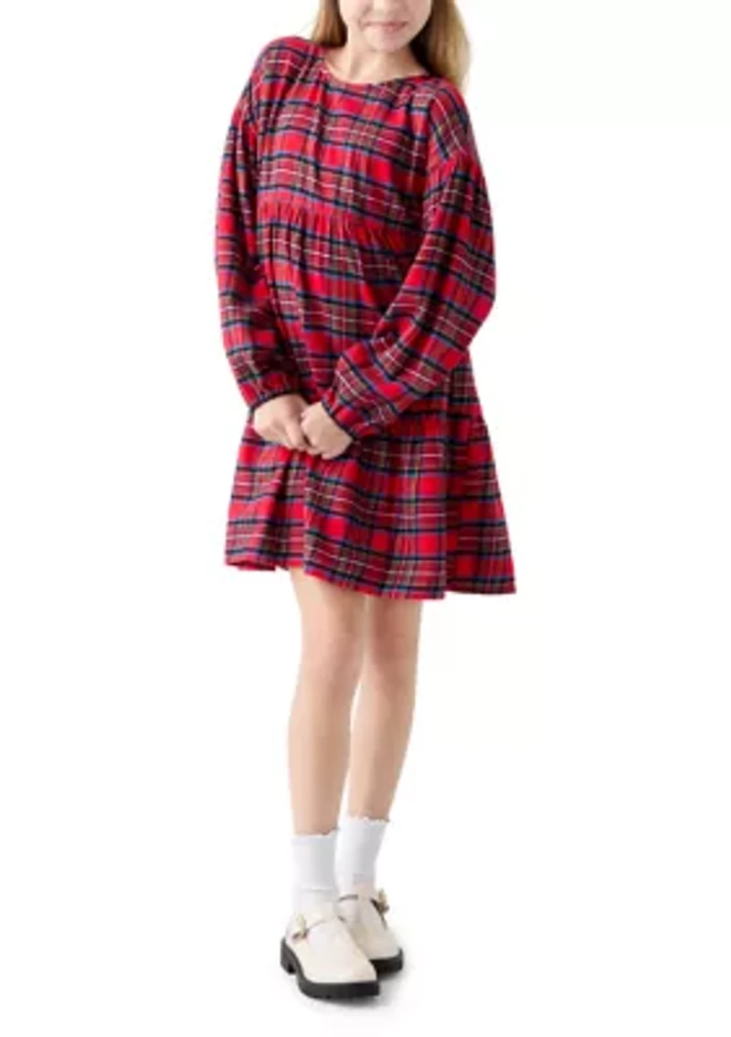 Girls 7-16 Plaid Tiered Dress