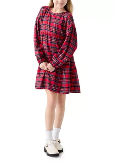 Girls 7-16 Plaid Tiered Dress