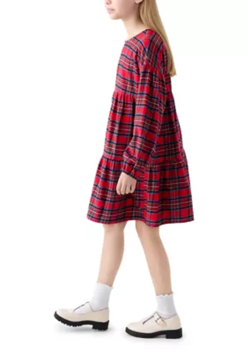 Girls 7-16 Plaid Tiered Dress