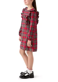 Girls 7-16 Long Sleeve Ruffle Front Dress