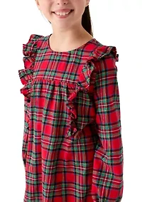 Girls 7-16 Long Sleeve Ruffle Front Dress