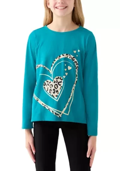 Girls 7-16 Long Sleeve Cheetah Graphic T-Shirt