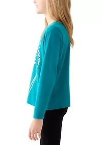 Girls 7-16 Long Sleeve Cheetah Graphic T-Shirt