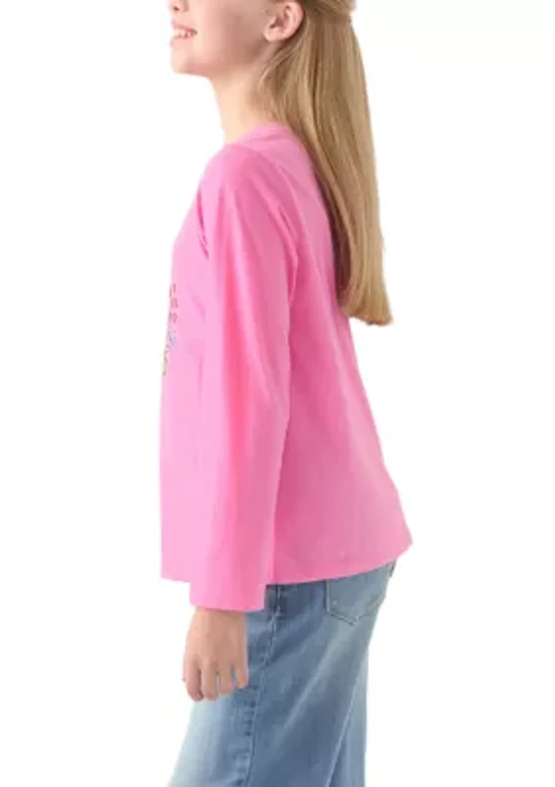 Girls 7-16 Long Sleeve Cheetah Graphic T-Shirt