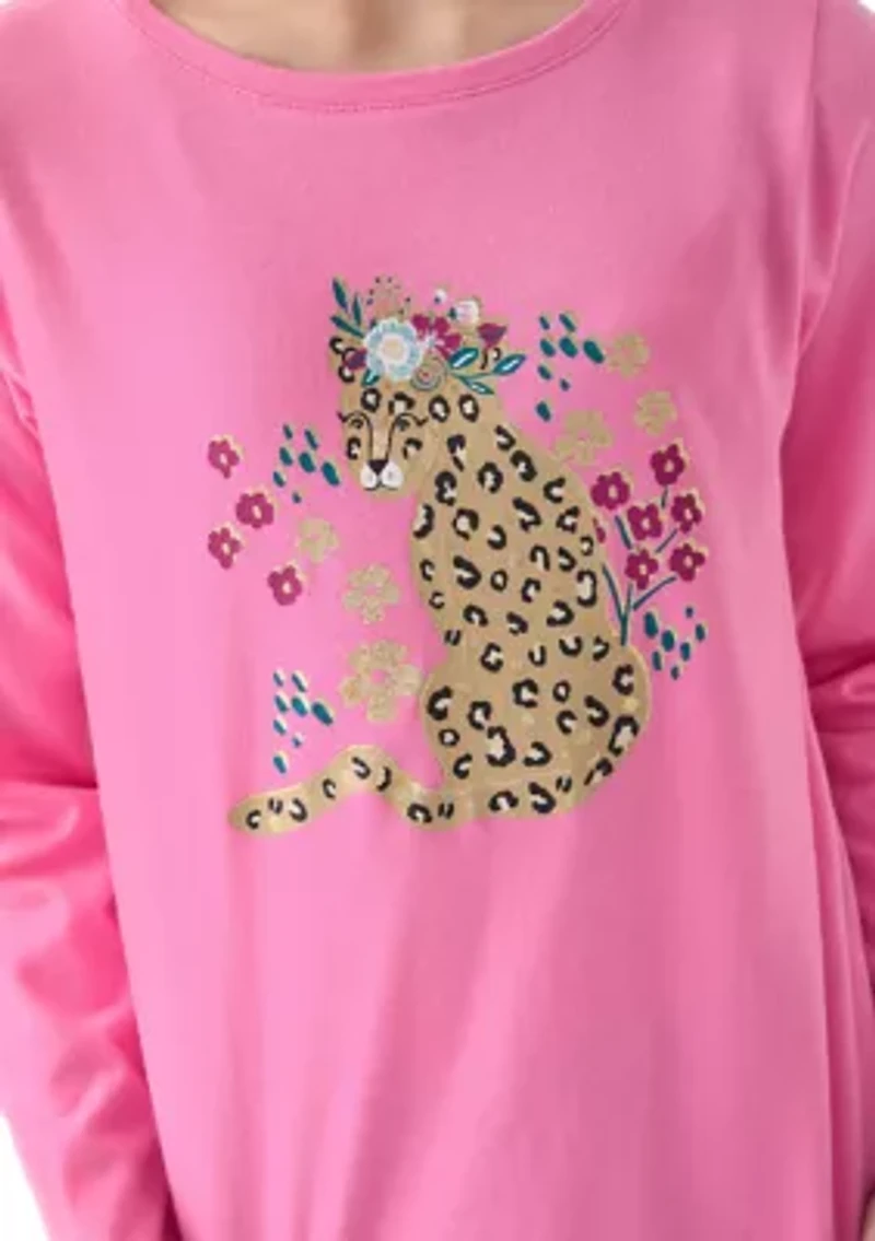 Girls 7-16 Long Sleeve Cheetah Graphic T-Shirt